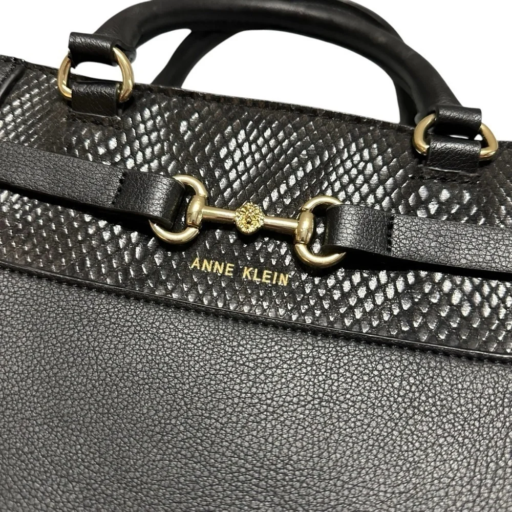 Anne Klein Black Convertible Satchel Hand Bag with Hardware